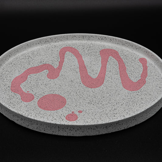 Svuotatasche pietra bianco con decoro rosa